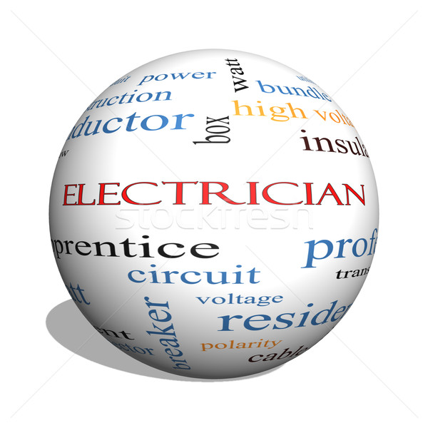 Electrician 3D sphere Word Cloud Concept Stock photo © mybaitshop