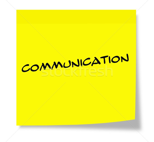 Comunicare nota de lipicios scris hârtie galben Imagine de stoc © mybaitshop