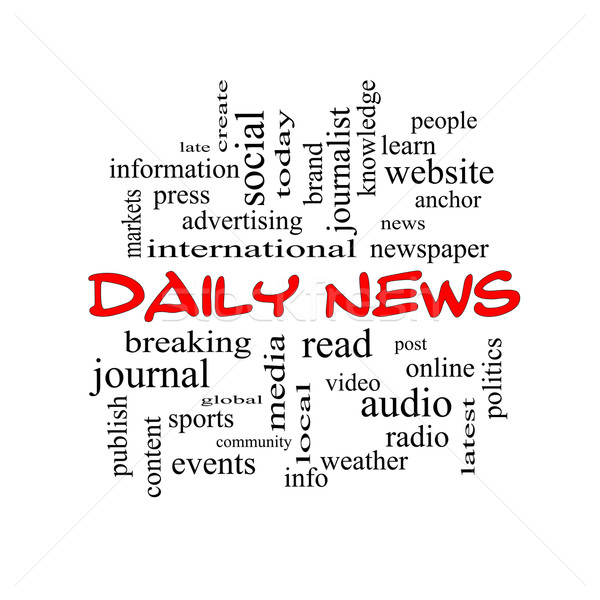 Daily News Word Cloud Concept in red caps Stock photo © mybaitshop