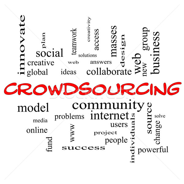 Crowdsourcing word cloud rosso comunità gruppo Foto d'archivio © mybaitshop
