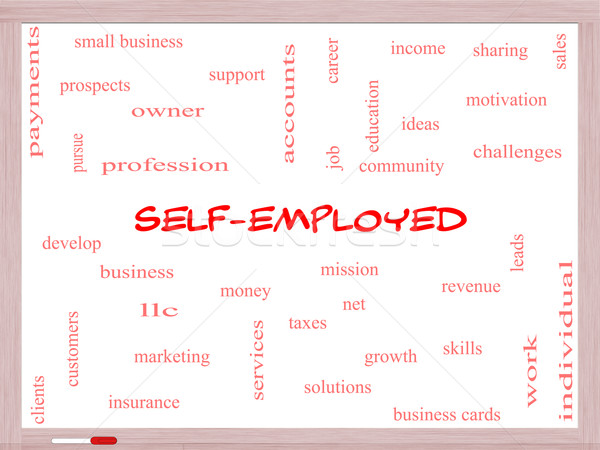 Self-Employed Word Cloud Concept on a Whiteboard Stock photo © mybaitshop