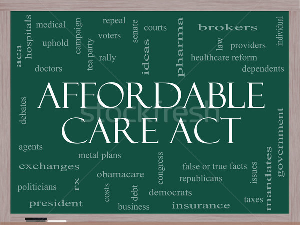 Affordable Care Act Word Cloud Concept on a Blackboard Stock photo © mybaitshop