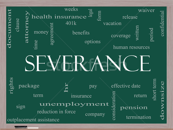 Severance Word Cloud Concept on a Blackboard Stock photo © mybaitshop