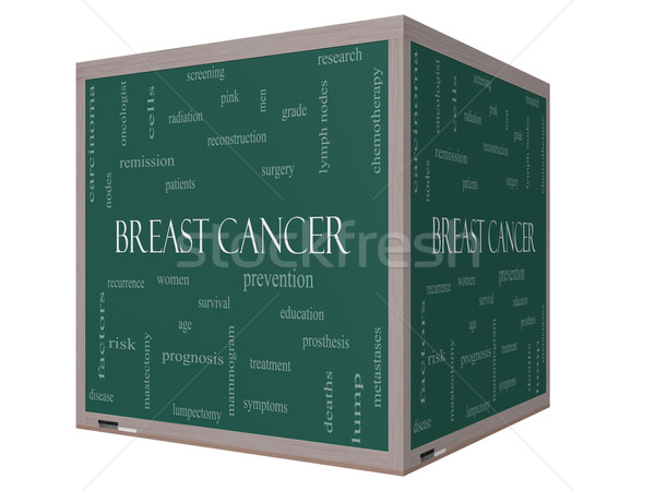 Borstkanker woordwolk 3D kubus Blackboard groot Stockfoto © mybaitshop