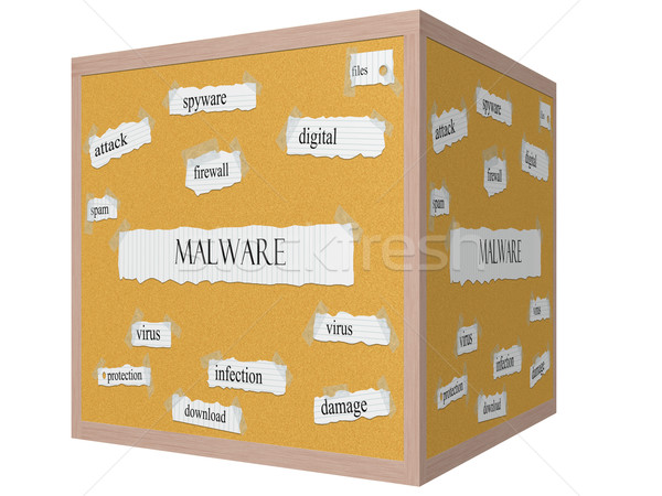 Foto stock: Malwares · 3D · cubo · palavra · digital