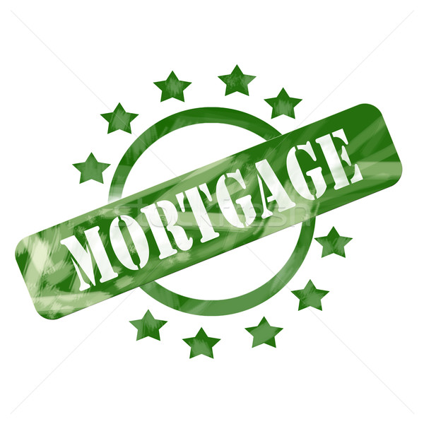 Green Weathered Mortgage Stamp Circle and Stars design Stock photo © mybaitshop