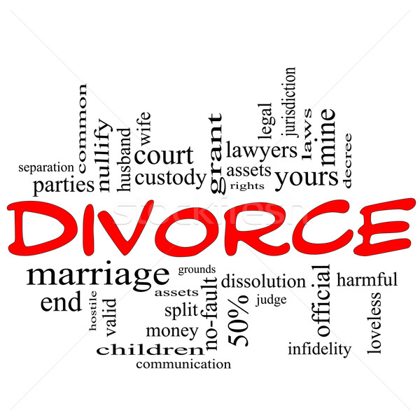 Divorce Word Cloud Concept Scribble in Red Stock photo © mybaitshop