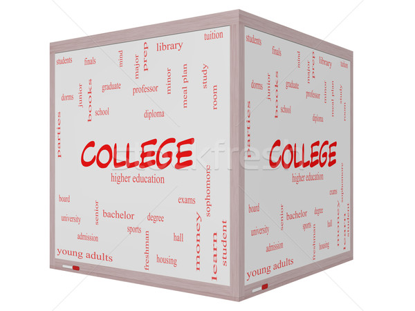College Wort-Wolke 3D Würfel groß Stock foto © mybaitshop