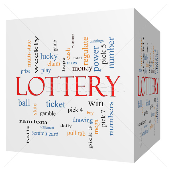 Lotterie 3D Würfel Wort-Wolke groß spielen Stock foto © mybaitshop