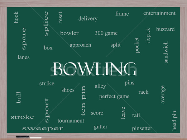 Bowling Word Cloud Concept on a Blackboard Stock photo © mybaitshop