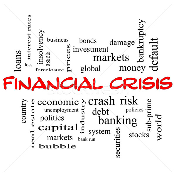 Financial Crisis Word Cloud Concept in red caps Stock photo © mybaitshop
