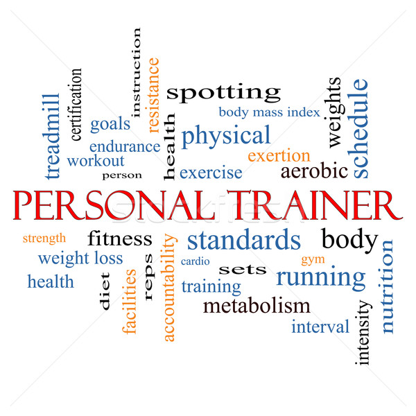 Personal trainer woordwolk groot fitness oefening Stockfoto © mybaitshop