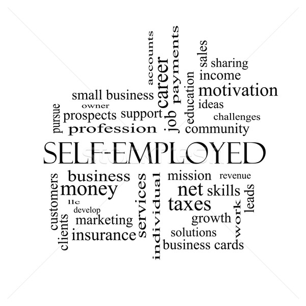 Self-Employed Word Cloud Concept in black and white Stock photo © mybaitshop