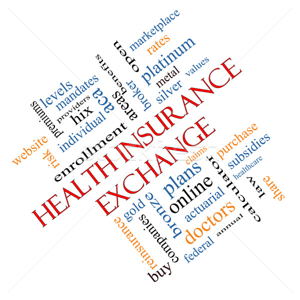Health Insurance Exchange Word Cloud Concept Angled Stock photo © mybaitshop