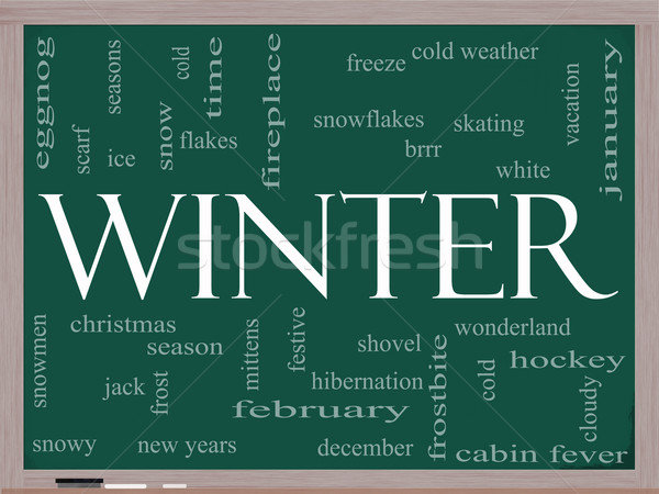 Winter Word Cloud Concept on a Blackboard Stock photo © mybaitshop