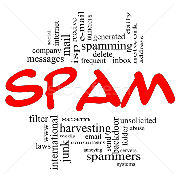 Spam Word Cloud Concept in Red & Black Stock photo © mybaitshop