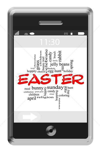 Stock foto: Ostern · Wort-Wolke · Telefon · groß · bunny