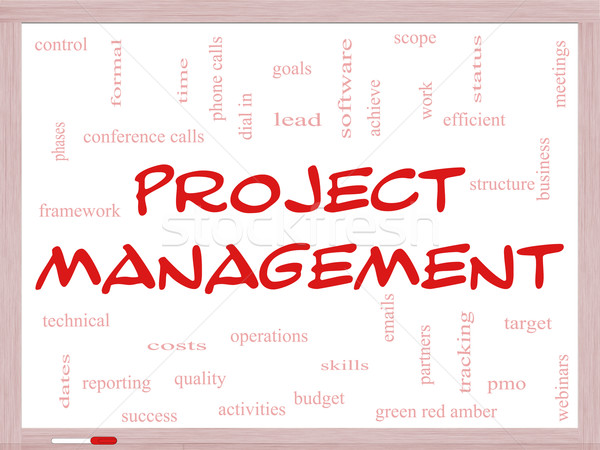 Project Management Word Cloud Concept on a Whiteboard Stock photo © mybaitshop
