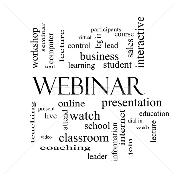 Webinar Word Cloud Concept in black and white Stock photo © mybaitshop