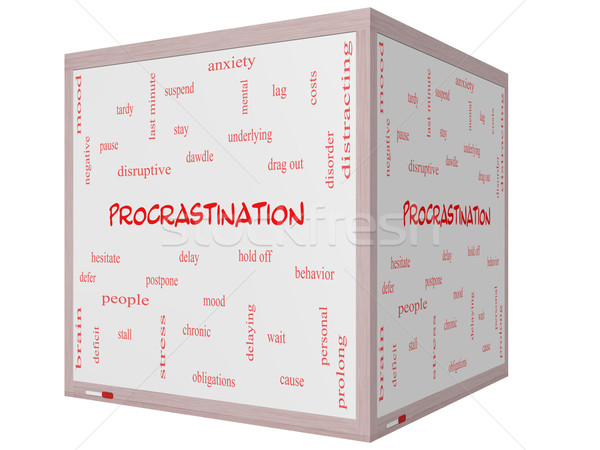 Procrastinação nuvem da palavra 3D cubo Foto stock © mybaitshop