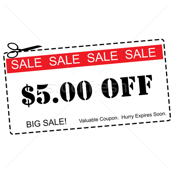 Five Dollars Off Sale Coupon Stock photo © mybaitshop