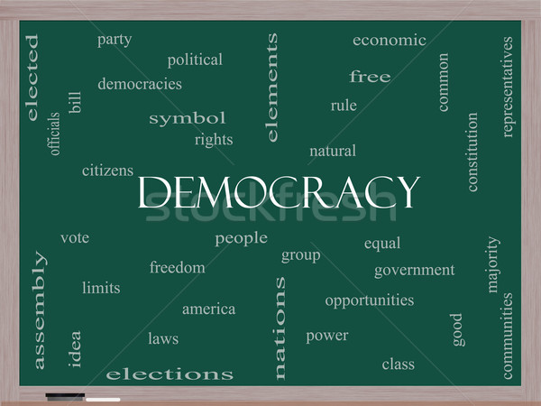 Stock photo: Democracy Word Cloud Concept on a Blackboard