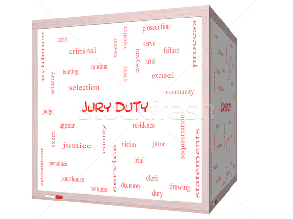 Jury Duty Word Cloud Concept on a 3D cube Whiteboard Stock photo © mybaitshop