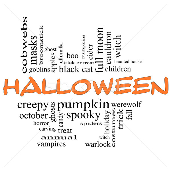 Halloween Word Cloud Concept in Orange & Black Stock photo © mybaitshop