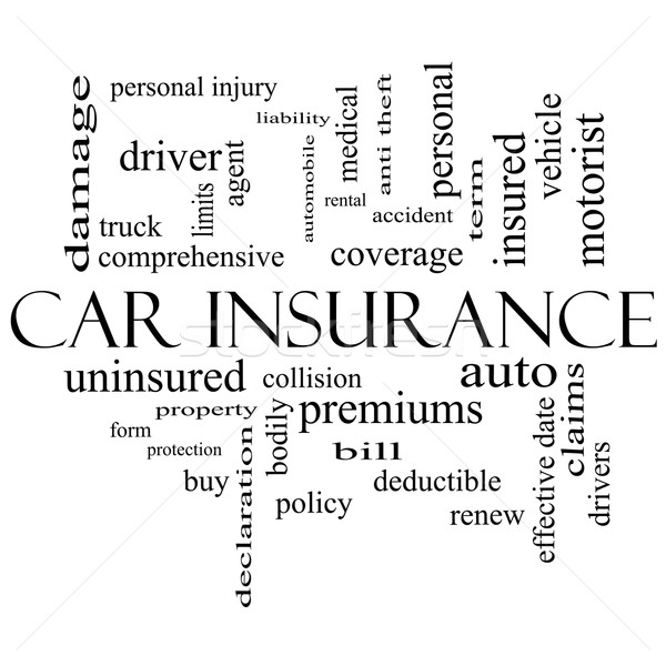 Car Insurance Word Cloud Concept in black and white Stock photo © mybaitshop