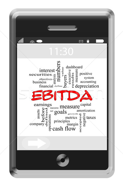 EBITDA Word Cloud Concept on a Touchscreen Phone Stock photo © mybaitshop