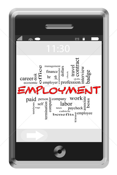 Employment Word Cloud Concept on Touchscreen Phone Stock photo © mybaitshop