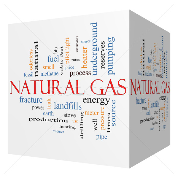 Gas natural 3D cubo nube de palabras energía Foto stock © mybaitshop