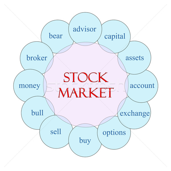 Aktienmarkt Rundschreiben Wort Diagramm rosa blau Stock foto © mybaitshop
