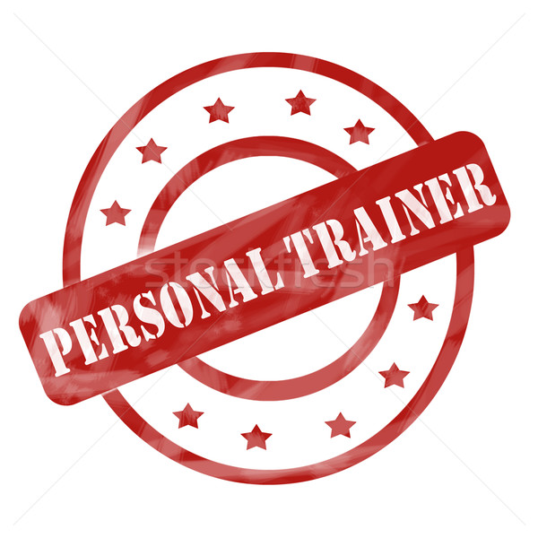 Red Weathered Personal Trainer Stamp Circles and Stars Stock photo © mybaitshop