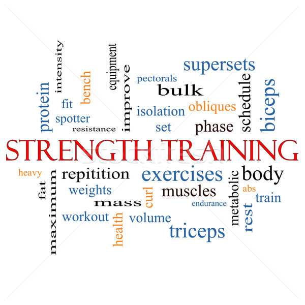 Trening siłowy chmura słowo ciało mięśni wagi Zdjęcia stock © mybaitshop