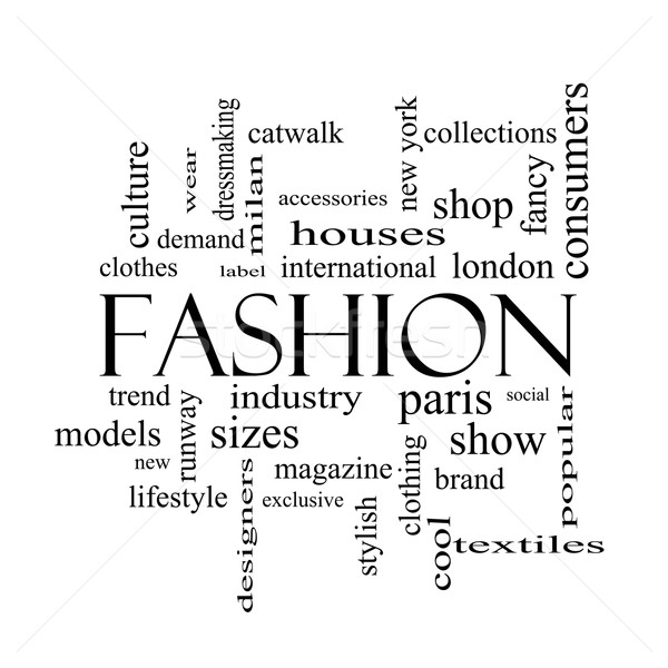 Fashion Word Cloud Concept in black and white Stock photo © mybaitshop