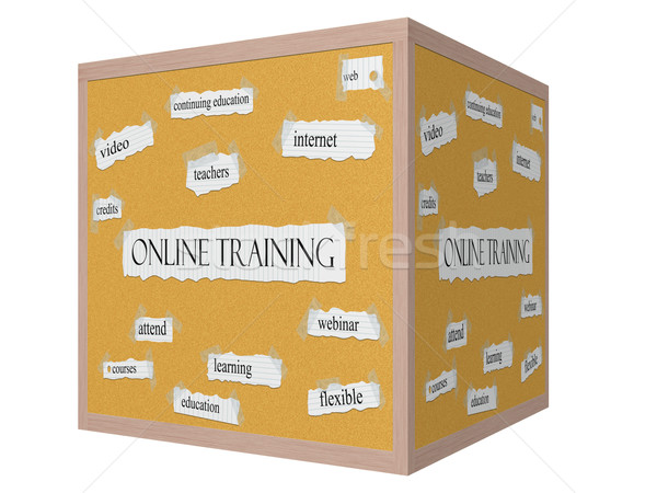 Online Training 3D cube Corkboard Word Concept Stock photo © mybaitshop
