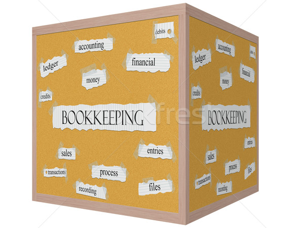 Bookkeeping 3D cube Corkboard Word Concept Stock photo © mybaitshop