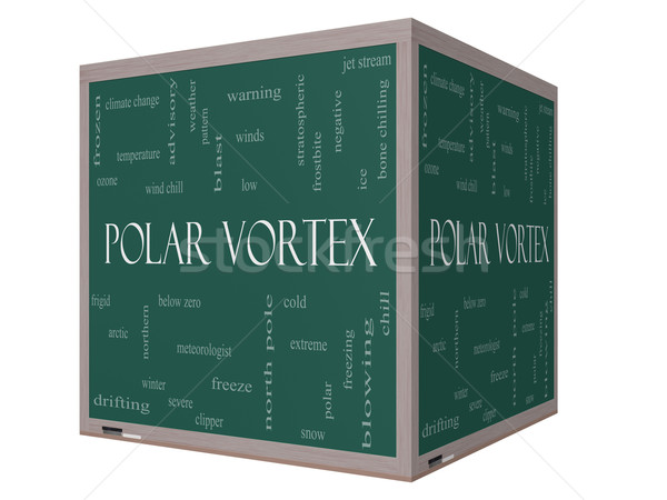 Polar vórtice nuvem da palavra 3D cubo lousa Foto stock © mybaitshop