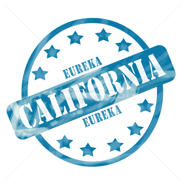 Blue Weathered California Stamp Circle and Stars Stock photo © mybaitshop