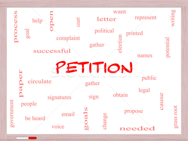 Petition Word Cloud Concept on a Whiteboard Stock photo © mybaitshop