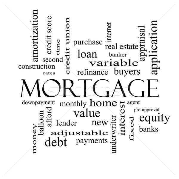 Mortgage Word Cloud Concept in black and white Stock photo © mybaitshop