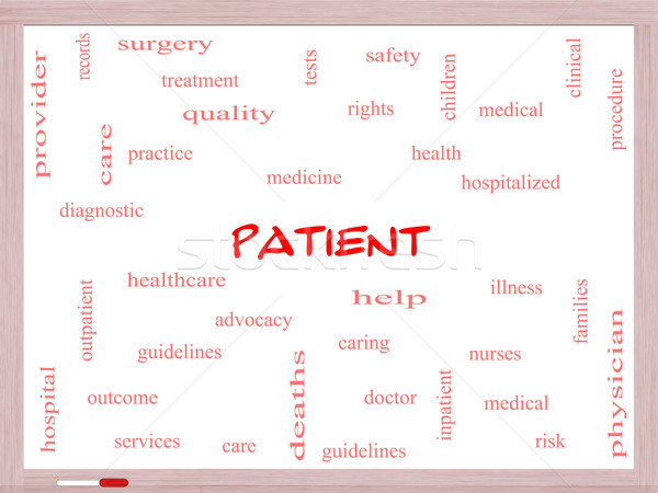 Patient Word Cloud Concept on a Whiteboard Stock photo © mybaitshop