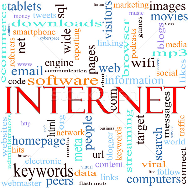 Internet woordwolk illustratie rond woord verschillend Stockfoto © mybaitshop