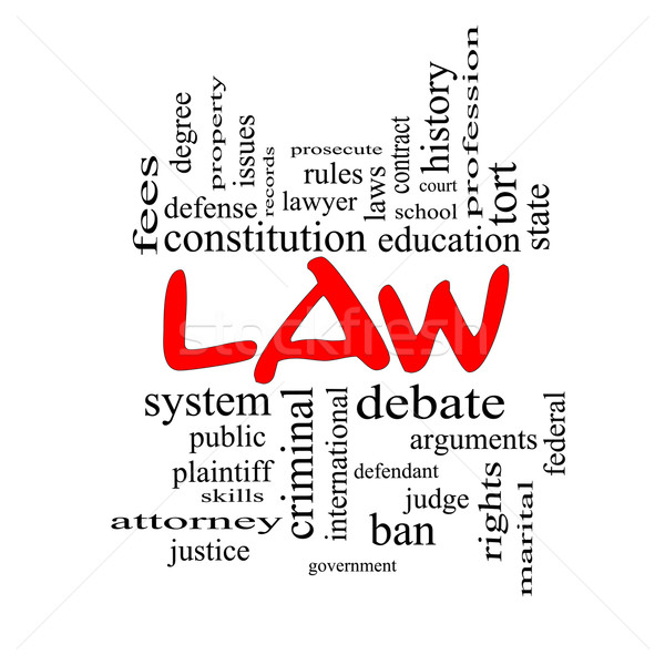Law Word Cloud Concept in red caps Stock photo © mybaitshop