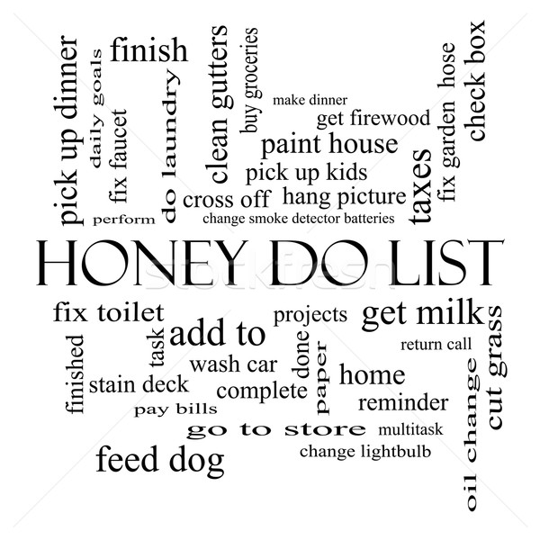 Honey Do List Word Cloud Concept in black and white Stock photo © mybaitshop