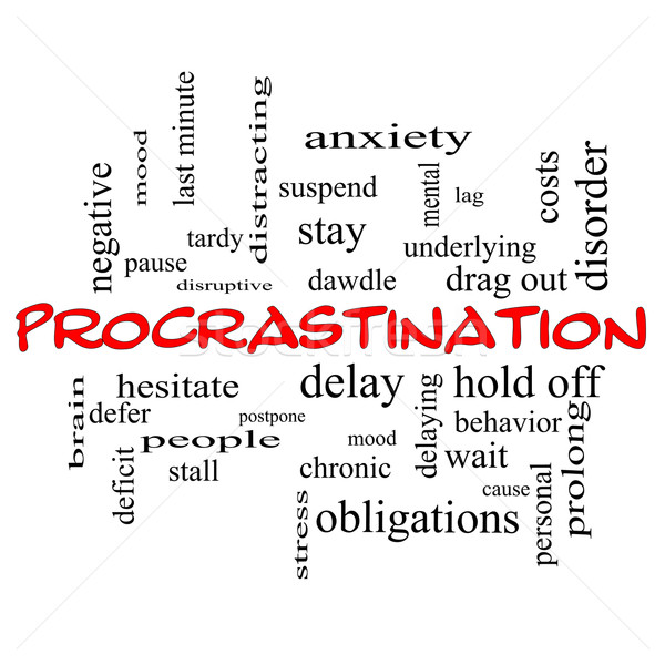 Procrastination Word Cloud Concept in red caps Stock photo © mybaitshop