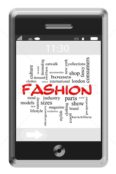 Fashion Word Cloud Concept on a Touchscreen Phone Stock photo © mybaitshop
