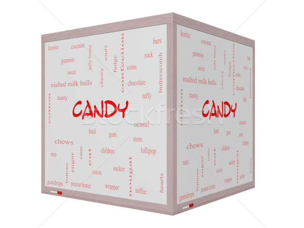 Candy Word Cloud Concept on a 3D Whiteboard Stock photo © mybaitshop
