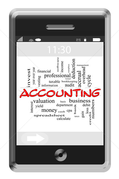 Accounting Word Cloud Concept on Touchscreen Phone Stock photo © mybaitshop